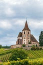 Fortified Church in Hunawihr, Alsace, France Royalty Free Stock Photo