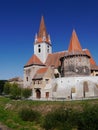 Fortified church in the town of Cristian, Transylvania, Romania Royalty Free Stock Photo