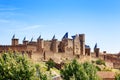 Fortified city of Carcassonne against blue sky