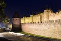 Fortified city in night time. Carcassonne Royalty Free Stock Photo