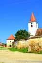 Fortified medieval evangelic saxon church in the village Bruiu - Braller, Transylvania, Romania Royalty Free Stock Photo