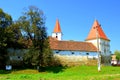 Fortified medieval saxon church in Bruiu - Braller, Transylvania, Romania. Royalty Free Stock Photo