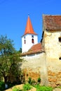 Fortified medieval saxon church in Bruiu - Braller, Transylvania, Romania. Royalty Free Stock Photo