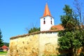 Fortified medieval saxon church in Bruiu - Braller, Transylvania, Romania. Royalty Free Stock Photo