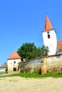 Fortified medieval saxon church in Bruiu - Braller, Transylvania, Romania. Royalty Free Stock Photo