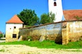 Fortified medieval saxon church in Bruiu - Braller, Transylvania, Romania. Royalty Free Stock Photo