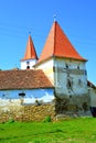 Fortified medieval saxon evangelic church in the village Bruiu-Braller, Transylvania, Romania Royalty Free Stock Photo