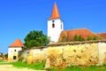 Fortified medieval saxon evangelic church in the village Bruiu-Braller, Transylvania, Romania Royalty Free Stock Photo