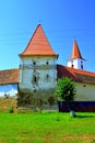 Fortified medieval saxon evangelic church in the village Bruiu-Braller, Transylvania, Romania Royalty Free Stock Photo