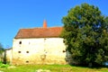 Fortified medieval saxon evangelic church in the village Bruiu-Braller, Transylvania, Romania Royalty Free Stock Photo