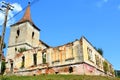 Fortified medieval saxon evangelic church in the village Felmer, Felmern, Transylvania, Romania. Royalty Free Stock Photo