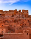 The fortified town of Ait ben Haddou near Ouarzazate on the edge of the sahara desert and Atlas Mountains in Morocco Royalty Free Stock Photo