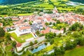 Fortified village of Glorenza or Glurns in Val Venosta aerial view