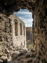 Fortified wall embrasure Royalty Free Stock Photo