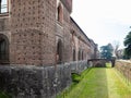 Fortified wall, moat and bridge of Sforza Castle Royalty Free Stock Photo