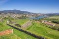 Fortified walls and river in Valenca do Minho Royalty Free Stock Photo