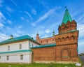 Fortified walls surrounding of Staraya Ladoga Saint Nicholas Staroladozhsky Nikolsky male monastery on the banks of the Volkhov