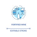 Fortified wine concept icon. Strong alcohol beverage, winemaking idea thin line illustration. Adding distilled spirit