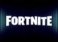 Fortnite white vector logo on teel blue-green neon gradient black background.