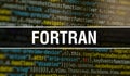 FORTRAN with Abstract Technology Binary code Background.Digital binary data and Secure Data Concept. Software / Web Developer Royalty Free Stock Photo