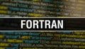 FORTRAN with Abstract Technology Binary code Background.Digital binary data and Secure Data Concept. Software / Web Developer