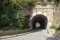 The fortress of Alcazaba is an Arab fortification on Mount Gibralfaro in the Spanish city of M?laga. Arched Royalty Free Stock Photo