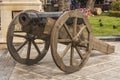 Ancient fortress cannon installed in the Central part of Baku, Azerbaijan