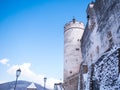 Fortress castle blue sky salzburg austria winter snow Royalty Free Stock Photo
