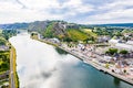 Fortress of Charlemont protects Givet town on the Belgian border and dominates Meuse river as it bends. France. Royalty Free Stock Photo