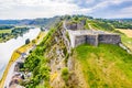 Fortress of Charlemont, Givet town, near Belgian border, Meuse river bends. Citadel. Ardennes, France. Royalty Free Stock Photo