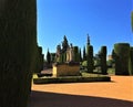 The Fortress of the Christian, AlcÃÂ¡zar de los Reyes Cristianos, Cordoba, Spain - Statue of Ferdinand, Isabella and Columbus Royalty Free Stock Photo