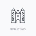 Fortress city valletta architecture outline icon. Simple linear element illustration. Isolated line fortress city valletta