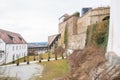 Fortress Feste Oberhaus in the three rivers city Passau with medieval castle courtyard view architecture walls towers buildings an