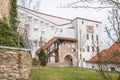 Fortress Feste Oberhaus in the three rivers city Passau with medieval castle courtyard view architecture walls towers buildings an