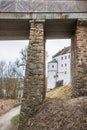 Fortress Feste Oberhaus in the three rivers city Passau with medieval castle courtyard view architecture walls towers buildings an