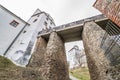 Fortress Feste Oberhaus in the three rivers city Passau with medieval castle courtyard view architecture walls towers buildings an