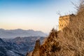 Fortress on the Great Wall of China under sunshine during sunset Royalty Free Stock Photo