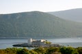 Fortress on the island of Otocic Gospa in the bay. Montenegro