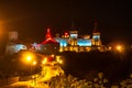 Fortress in Kamenetz-Podolsk at night in the light of lanterns Royalty Free Stock Photo