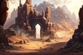 Fortress kingdom underneath rugged desert mountains