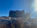 Fortress Kosmach in the rays of the winter sun. Royalty Free Stock Photo