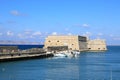 Fortress Koules with anchoring fishermen boats Royalty Free Stock Photo