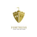 fortress logo in the form of a shield design concept template