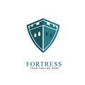 fortress logo in the form of a shield design concept template