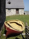 Fortress Louisbourg old boat and stone building