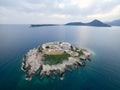 Fortress Mamula on the island of Lastavica in the sea. Montenegro. Drone