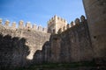 Fortress, medieval castle in Spain. Detail of the tower and inner courtyard