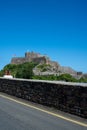 The fortress Mont Orgueil Castle at Gorey harbour, Jersey, Channel Islands, British Isles