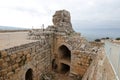 Ruins of the medieval fortress Nimrod Mivtzar Nimrod located in the northern Golan Heights in Israel.