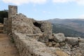 Ruins of the medieval fortress Nimrod Mivtzar Nimrod located in the northern Golan Heights in Israel.